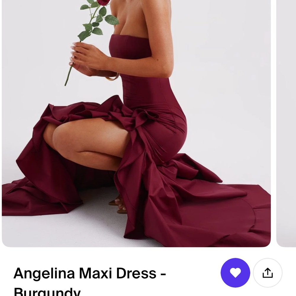 Red Asymmetrical Ruffled Maxi Dress - Picture 6 of 15